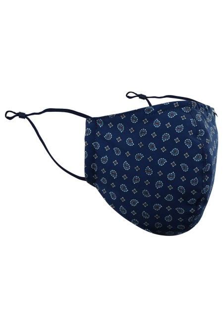 Foulard Paisley Print Filter Mask in Navy