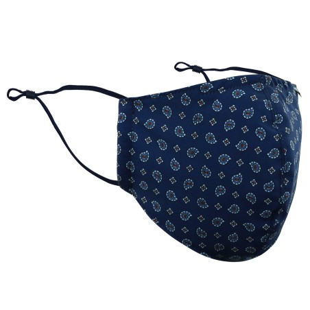 Foulard Paisley Print Filter Mask in Navy