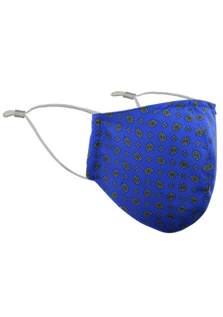 Foulard Paisley Print Filter Mask in French Blue