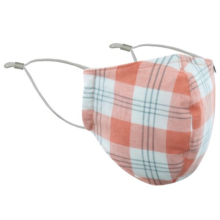 Peach and White Tartan Plaid Mask
