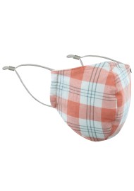 Peach and White Tartan Plaid Mask