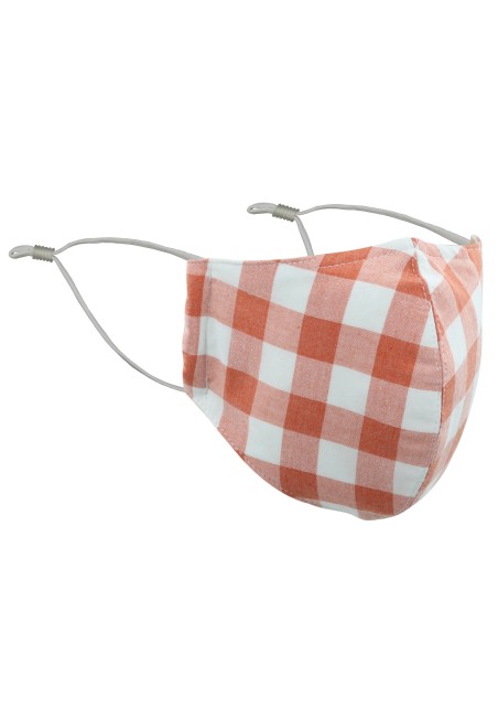 Peach Orange Gingham Check Mask