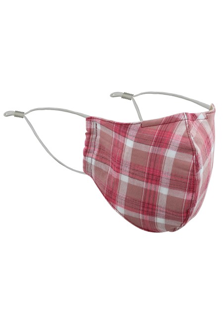 Coral Pink Plaid Filter Mask