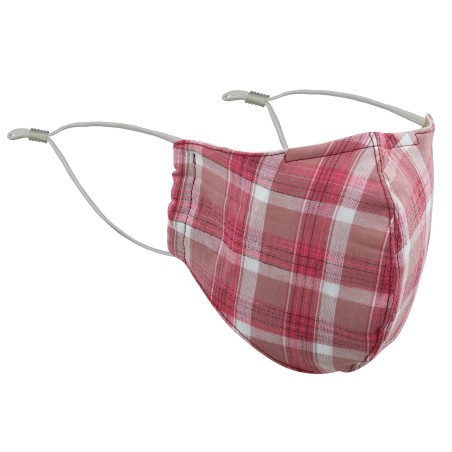 Coral Pink Plaid Filter Mask