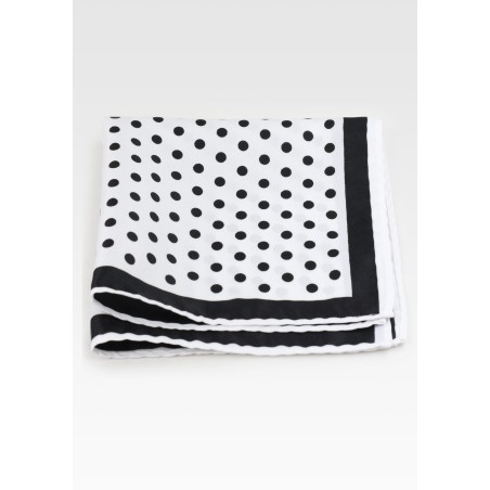 White Pocket Square with Black Dots