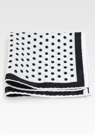 White Pocket Square with Black Dots