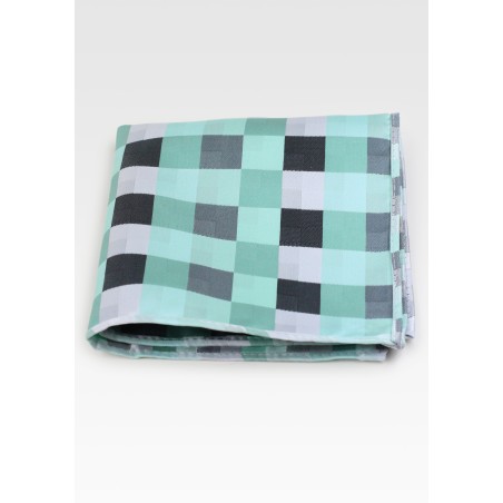 Patchwork Pocket Square Mints and Silvers