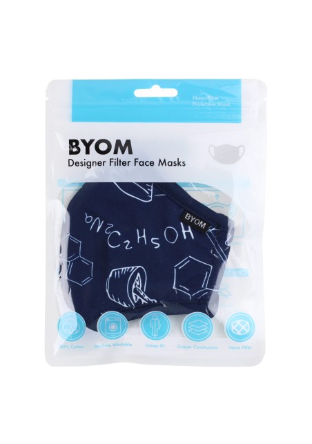 Science Print Mask for Kids in Navy in Mask Bag