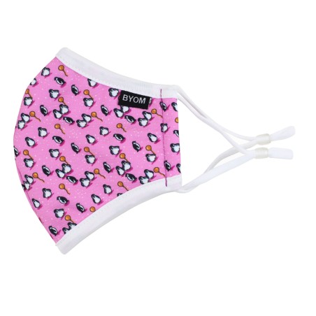 Penguin Print Mask for Kids in Pink