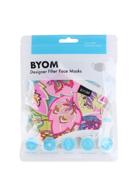Pink Paisley Summer Kids Face Mask in Mask Bag