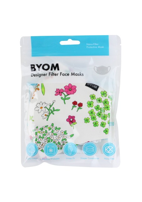 Spring Flower Print Cotton Mask in Mask Bag