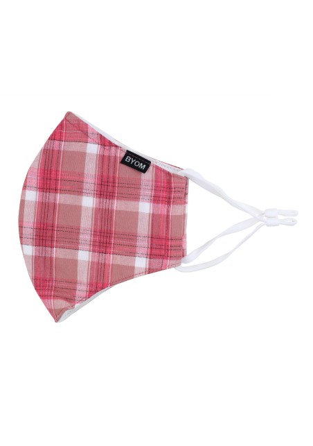Coral Pink Plaid Filter Mask