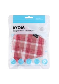 Coral Pink Plaid Filter Mask in Mask Bag