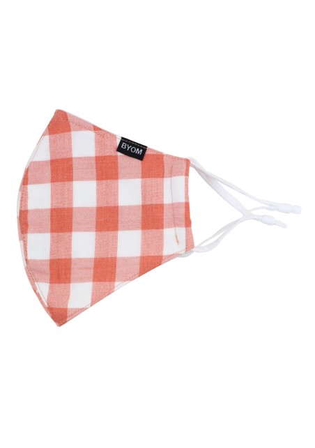 Peach Orange Gingham Check Mask