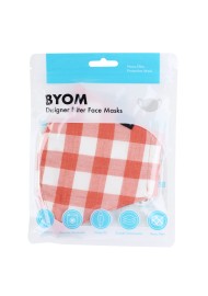 Peach Orange Gingham Check Mask in Mask Bag