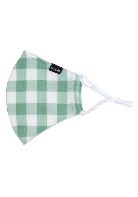 Tea Green Gingham Check Mask