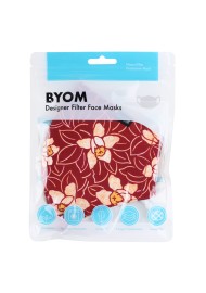 Japanese Floral Print Mask in Ochre Red in Mask Bag