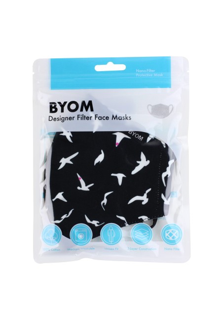 Classical Music Print Filter Mask in Cream in Mask Bag