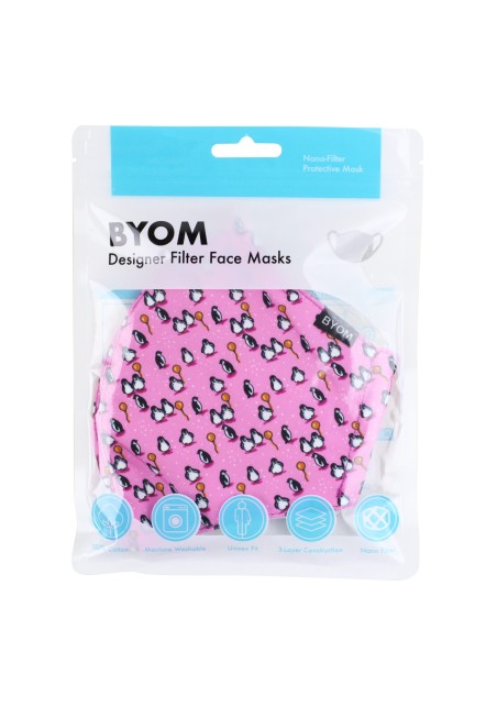 Pink Masks with Penguins in Mask Bag