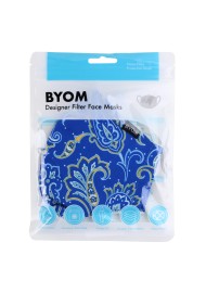 Elegant Paisley Print Mask in Navy in Mask Bag