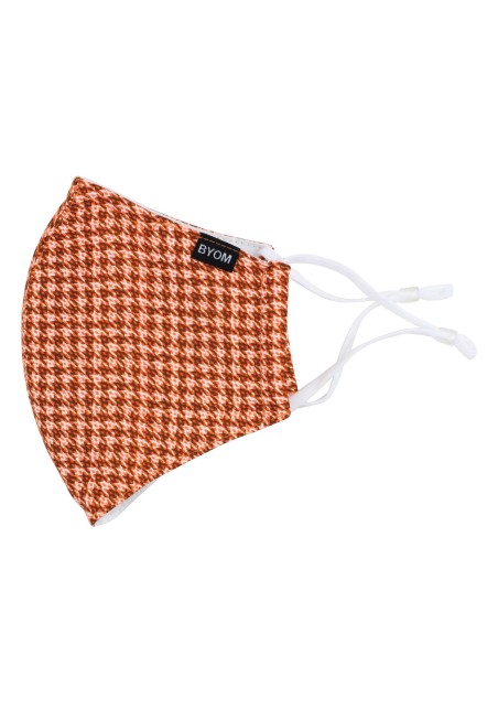 Fine Houndstooth Check Mask in Red