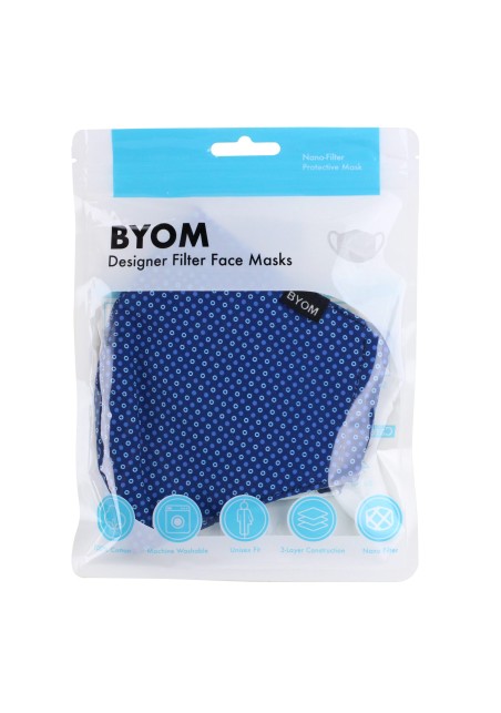 Foulard Print Mask in Navy in Mask Bag