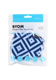 Geometric Argyle Check Mask in Light Blue in Mask Bag
