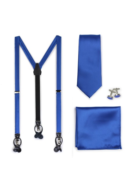 Azure Blue Necktie and Suspender Gift Set
