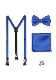 Azure Blue Bowtie and Suspender Set