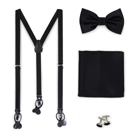 Formal Black Suspender and Bowtie Set