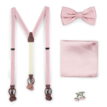 Soft Pink Bowtie and Suspender Set