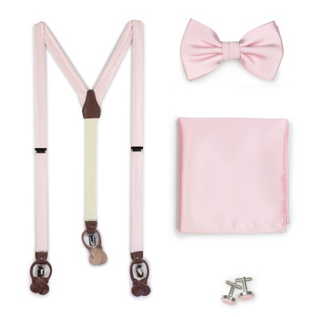 Solid Blush Suspender and Bowtie Set