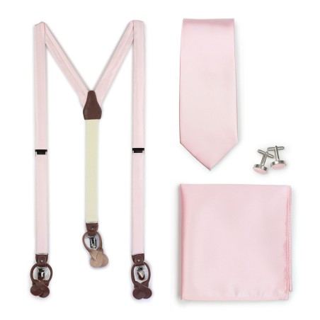 Blush Suspender and Necktie Wedding Gift Set