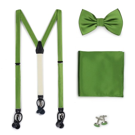 Clover Green Wedding Suspender and Bow Tie Set