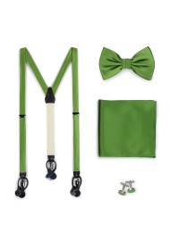 Clover Green Wedding Suspender and Bow Tie Set