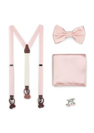 Peach Blush Wedding Suspender and Bow Tie Set
