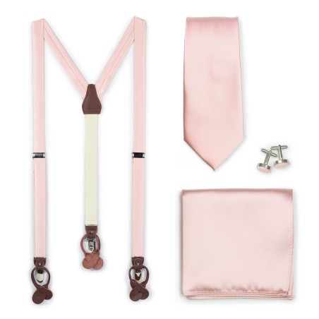 Suspender and Tie Set in Peach Blush