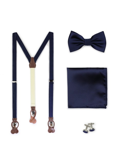 Navy Suspender and Bowtie Set