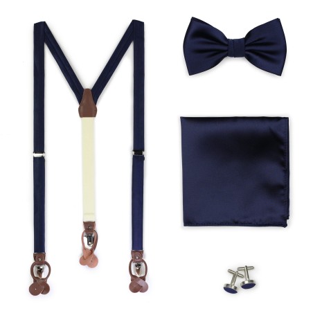 Navy Suspender and Bowtie Set