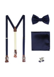 Navy Suspender and Bowtie Set
