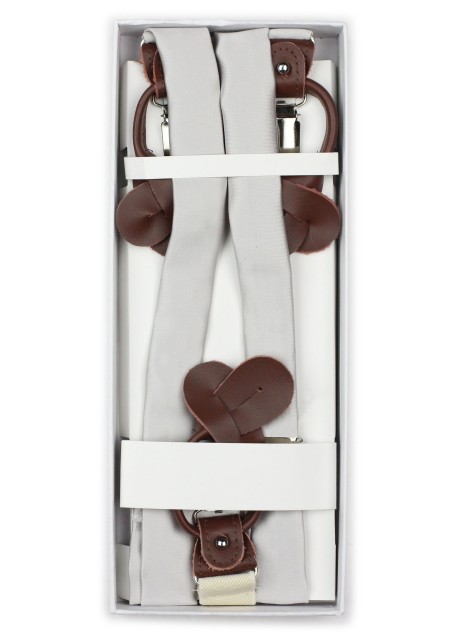Formal Light Silver Suspenders in Box