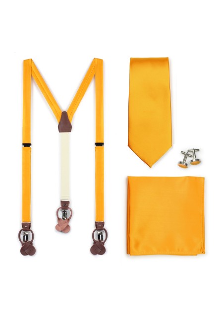 Golden Saffron Suspender and Necktie Set