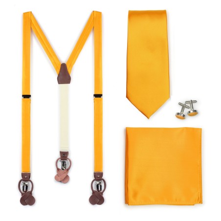 Golden Saffron Suspender and Necktie Set