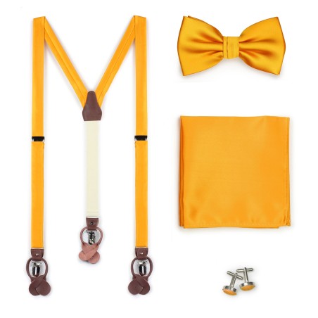 Golden Saffron Bow Tie and Suspender Set