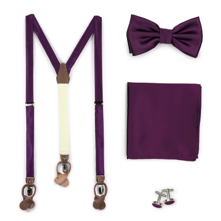 Bright Purple Suspenders and Necktie Set