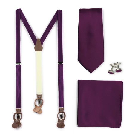 Bright Purple Suspender Necktie Set