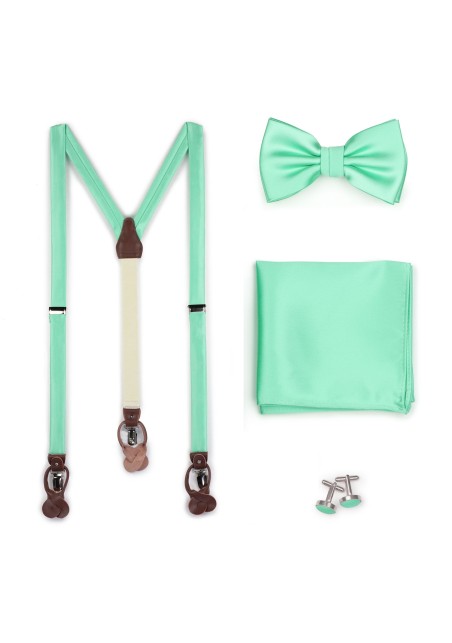 Mint Hued Suspender Bow Tie Set