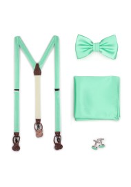 Mint Hued Suspender Bow Tie Set