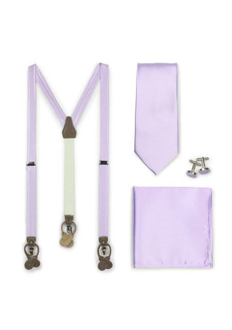 Light Lavender Suspender and Tie Set