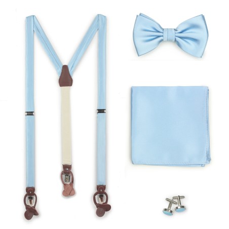 Suspender Bow Tie Set in Powder Blue
